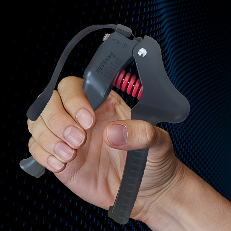 Adjustable R-Shape Grip Strengthener with Extended Handle - Durable PP Material, Black, Hand Exerciser for Muscle Building and Finger Rehabilitation, Ideal for Fitness Enthusiasts
