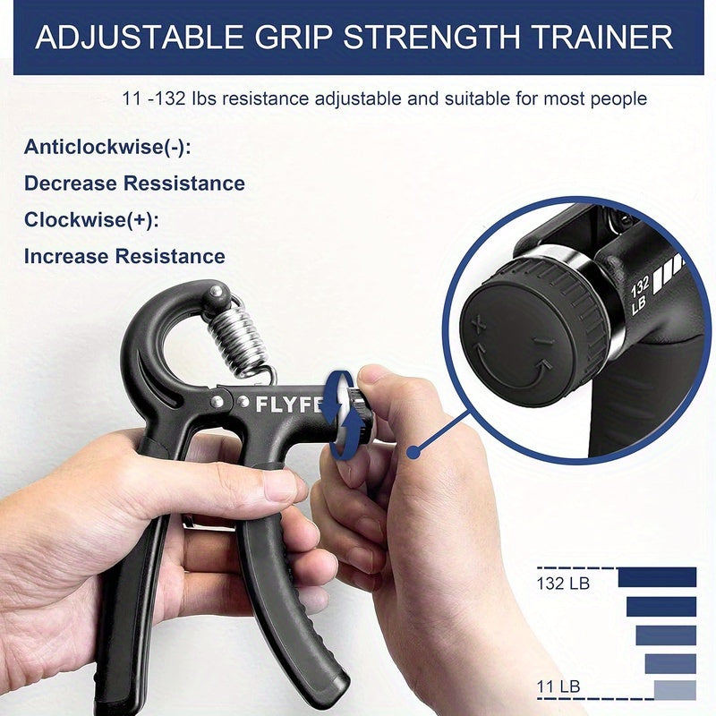 2 Pack Heavy Duty Grip Strength Trainer with Adjustable Resistance 11-132 lbs - Ergonomic Hand & Forearm Squeezer, Durable Plastic Construction, Portable Manual Hand Gripper for Muscle Building, Injury Recovery, Home Gym & Travel Workouts - Ideal for