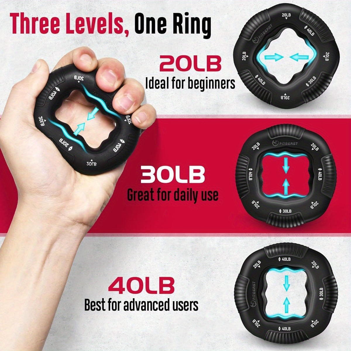 Grip Strength Trainer, Hand Gripper Strengthener Kit - 6 Pack with Adjustable Resistance Forearm Strengthener, Forearm Exerciser and Massage Balls for Hand Relax, Grip Training and Recovery