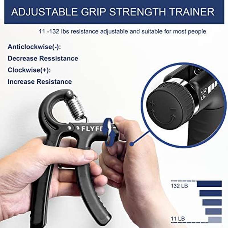 2 Pack Adjustable Grip Strength Trainer with Ergonomic Non-Slip Handle & 11-132 lbs Resistance - Heavy Duty Hand & Forearm Strengthener for Muscle Building, Injury Recovery, - Durable Plastic Construction, Portable Manual Operation for Home Gym, Office,