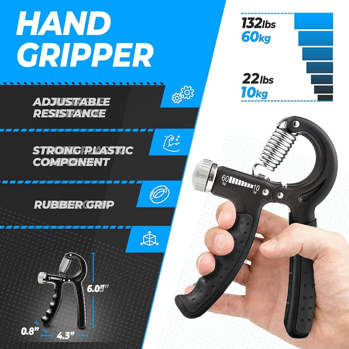 5-Pack Hand Grip Strengthener Kit - Adjustable Resistance Forearm Exerciser, Finger Stretcher & Stress Relief Grip Ball for Athletes, Durable Iron Construction, White/Black, Ideal for Sports Training & Relaxation