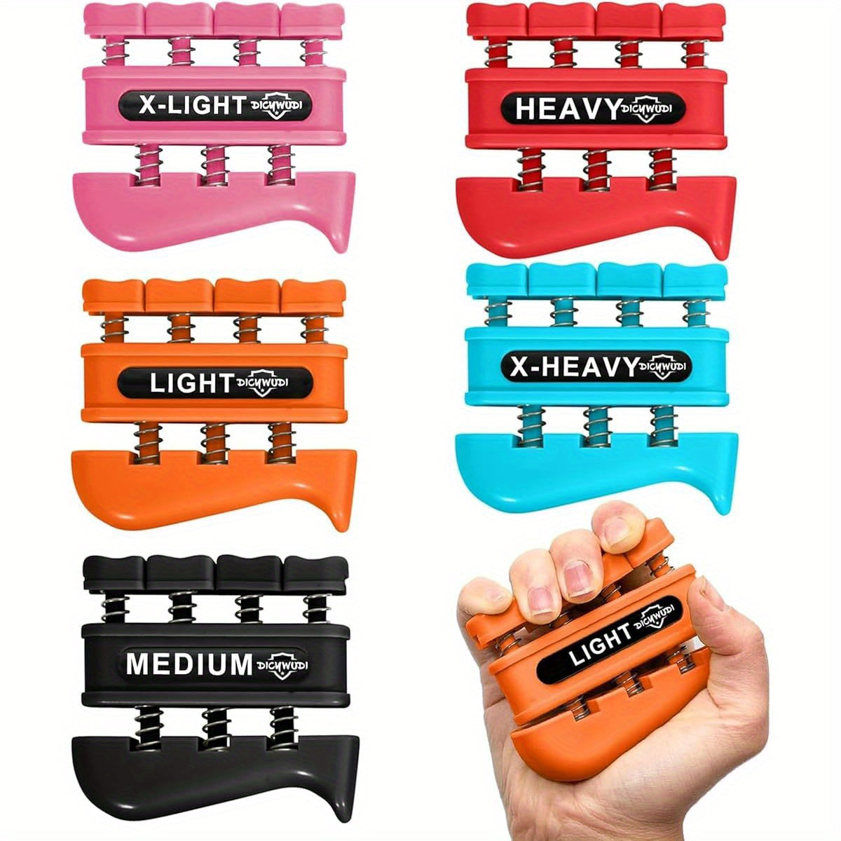 Non-Slip Grip Strength Trainer with Resistance Levels - Heavy/Dynamic Grip Exercises, Portable Finger & Wrist Curl Trainer for Gym, Climbing, Typing, Surgery Rehab - Orange/Red/Black/Blue Colors - Ideal for Athletes, Musicians, Therapists - No Power