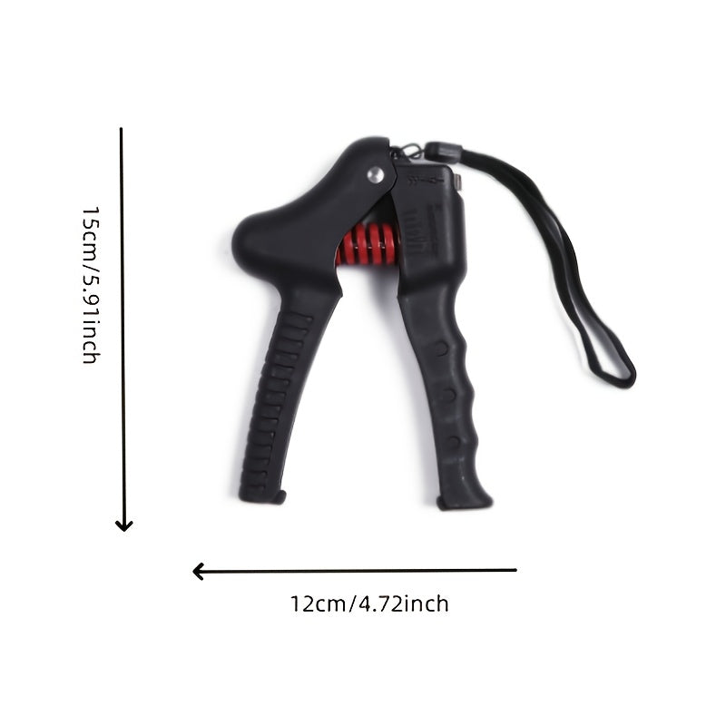 Adjustable R-Shape Grip Strengthener with Extended Handle - Durable PP Material, Black, Hand Exerciser for Muscle Building and Finger Rehabilitation, Ideal for Fitness Enthusiasts
