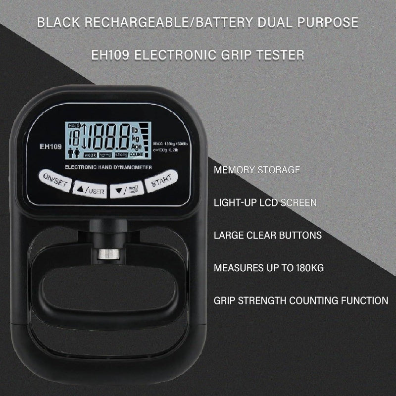 Electronic Hand Dynamometer 400lbs/180kg Adjustable Resistance Grip Strength Tester & Trainer Set - Portable Electronic Counting Grip with LCD Display, Ergonomic Design for Home Gym, Fitness Training, and Rehabilitation, Grip Strength Tester,