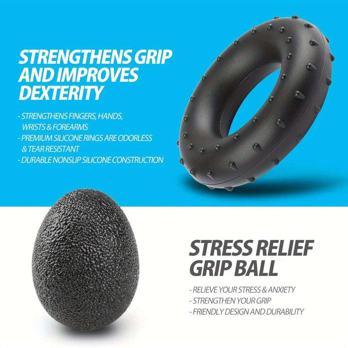5-Pack Grip Strength Trainer Kit with Counter - Adjustable Hand Strengthener, Finger Exerciser, Stress Relief Ball & Carry Bag - Durable TPE & Stainless Steel, Ideal for Home Gym & Fitness Training, Home Gym Equipment|Adjustable Grip Trainer|Durable