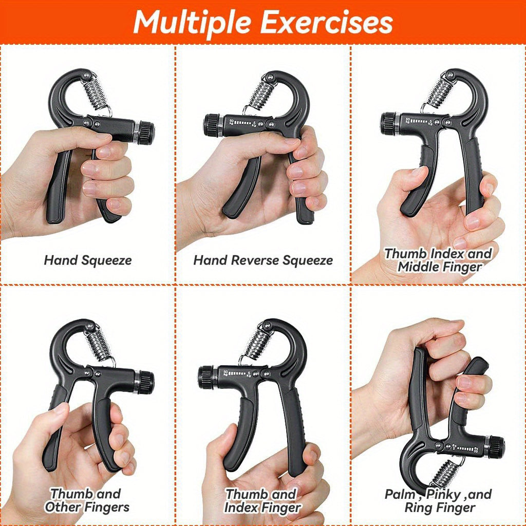 2pcs Hand Grip Strengthener Exerciser Hand Workout Squeezer, Adjustable Resistance 11- 132 lbs Forearm Exerciser ( 5- 60kg), Finger Stretcher for Home Gym Athlete Muscle Building and Hand Rehabilitation Exercising ( Black), Hand Grips for Exercise, Wrist