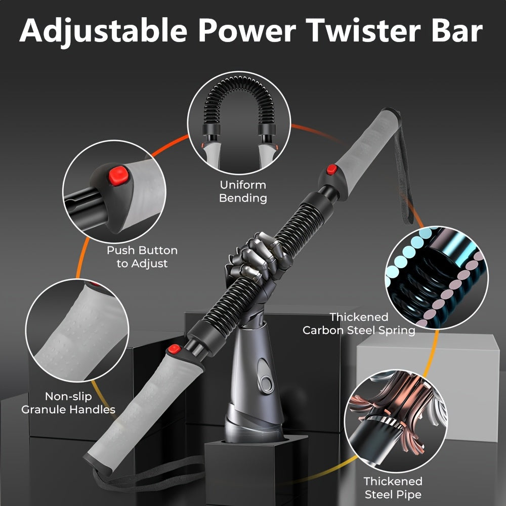 Adjustable Spring Arm Curler - Heavy Duty Manual Arm Strength Trainer with 3-Level Resistance (20-40kg/44-88lbs), Sturdy Steel Construction, for Home Gym, Upper Body Workout - Bench/Desk Mountable - Ideal for Beginners & Advanced Users, Cylindrical Grip