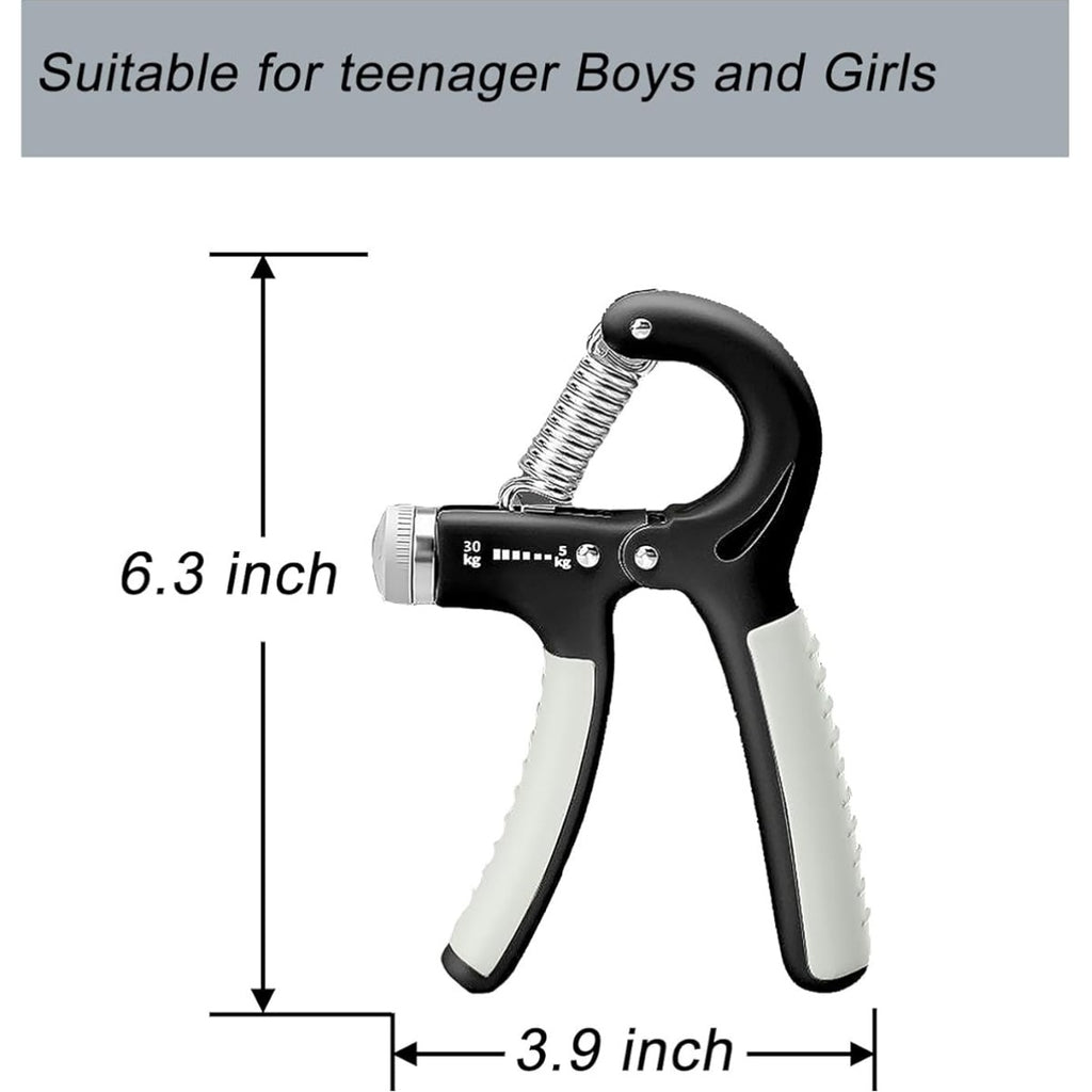 Adjustable Hand Grip Strengthener for Kids & Teens - 11.02-66.14LB Resistance, Ergonomic Non-Slip Grip, Portable Home Gym Equipment for Forearm, Finger & Wrist Workout, Durable Black/Gray/White Design, No Power Needed, Easy to Use for Strength Training,