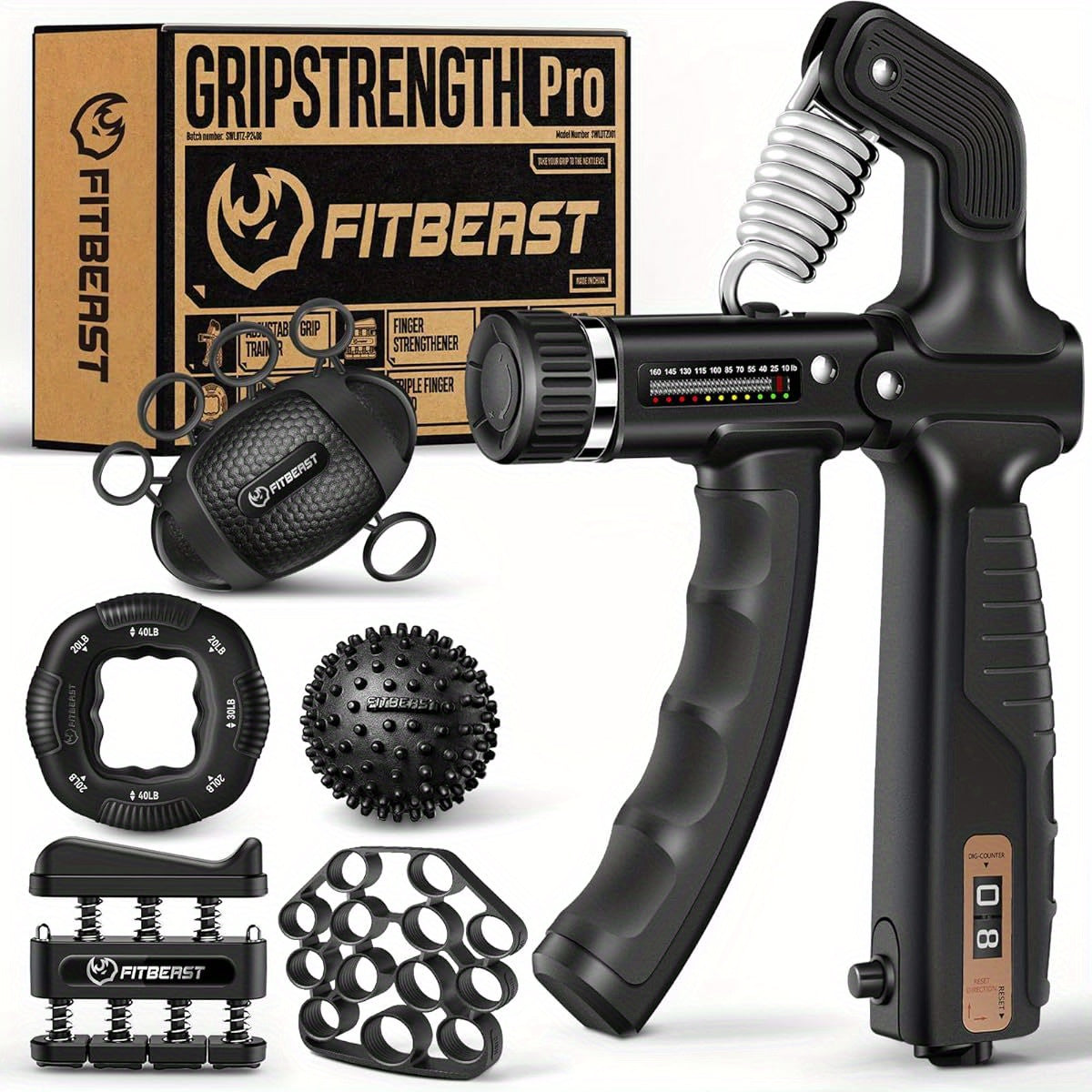Grip Strength Trainer, Hand Gripper Strengthener Kit - 6 Pack with Adjustable Resistance Forearm Strengthener, Forearm Exerciser and Massage Balls for Hand Relax, Grip Training and Recovery
