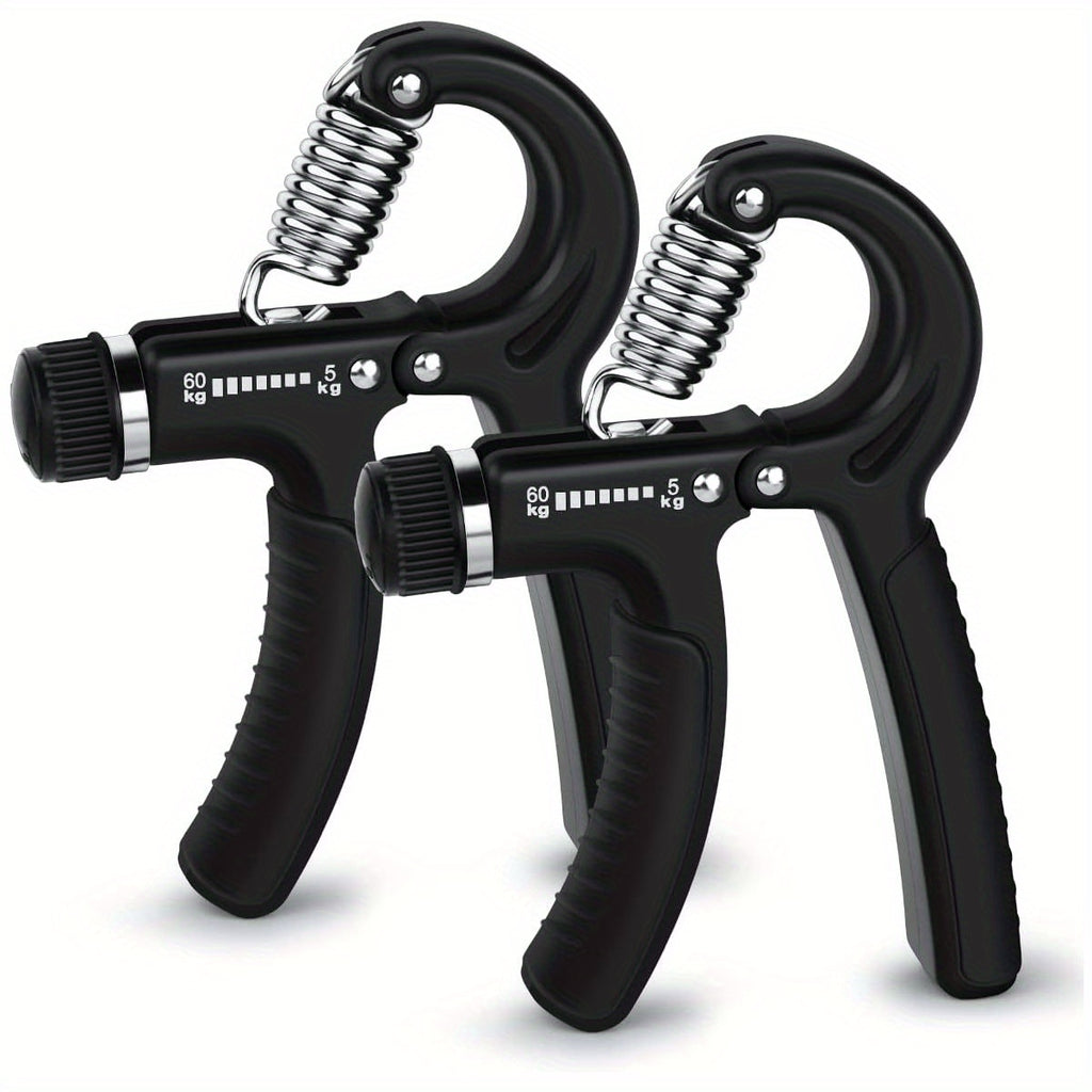 2pcs Hand Grip Strengthener Exerciser Hand Workout Squeezer, Adjustable Resistance 11- 132 lbs Forearm Exerciser ( 5- 60kg), Finger Stretcher for Home Gym Athlete Muscle Building and Hand Rehabilitation Exercising ( Black), Hand Grips for Exercise, Wrist