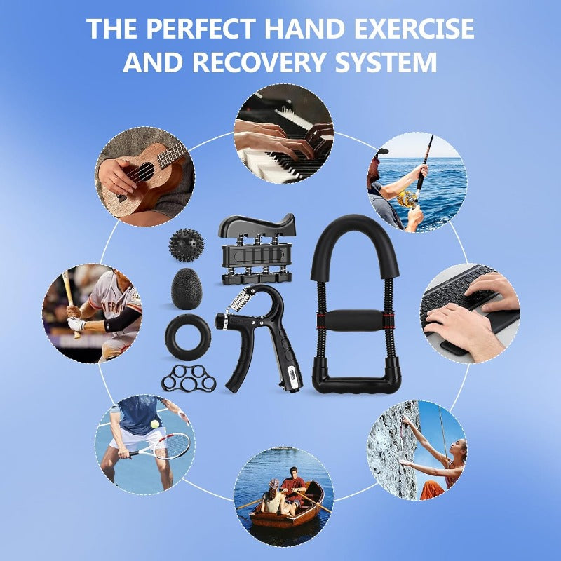 Adjustable Hand Grip Strengthener Kit with Wrist Support - Ultimate Forearm Workout Set, Includes Exercise Ring & Stress Relief Ball, Ideal for Recovery and Muscle Building, Forearm Strengthening|Adjustable Grip Trainer|Durable Construction, Grip
