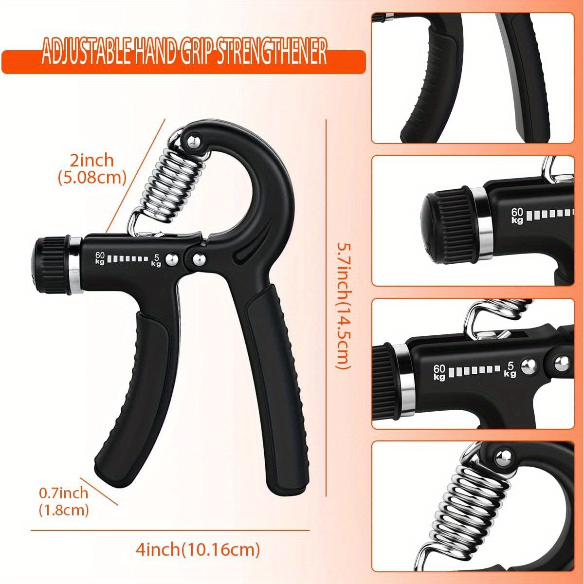 2pcs Hand Grip Strengthener Exerciser Hand Workout Squeezer, Adjustable Resistance 11- 132 lbs Forearm Exerciser ( 5- 60kg), Finger Stretcher for Home Gym Athlete Muscle Building and Hand Rehabilitation Exercising ( Black), Hand Grips for Exercise, Wrist