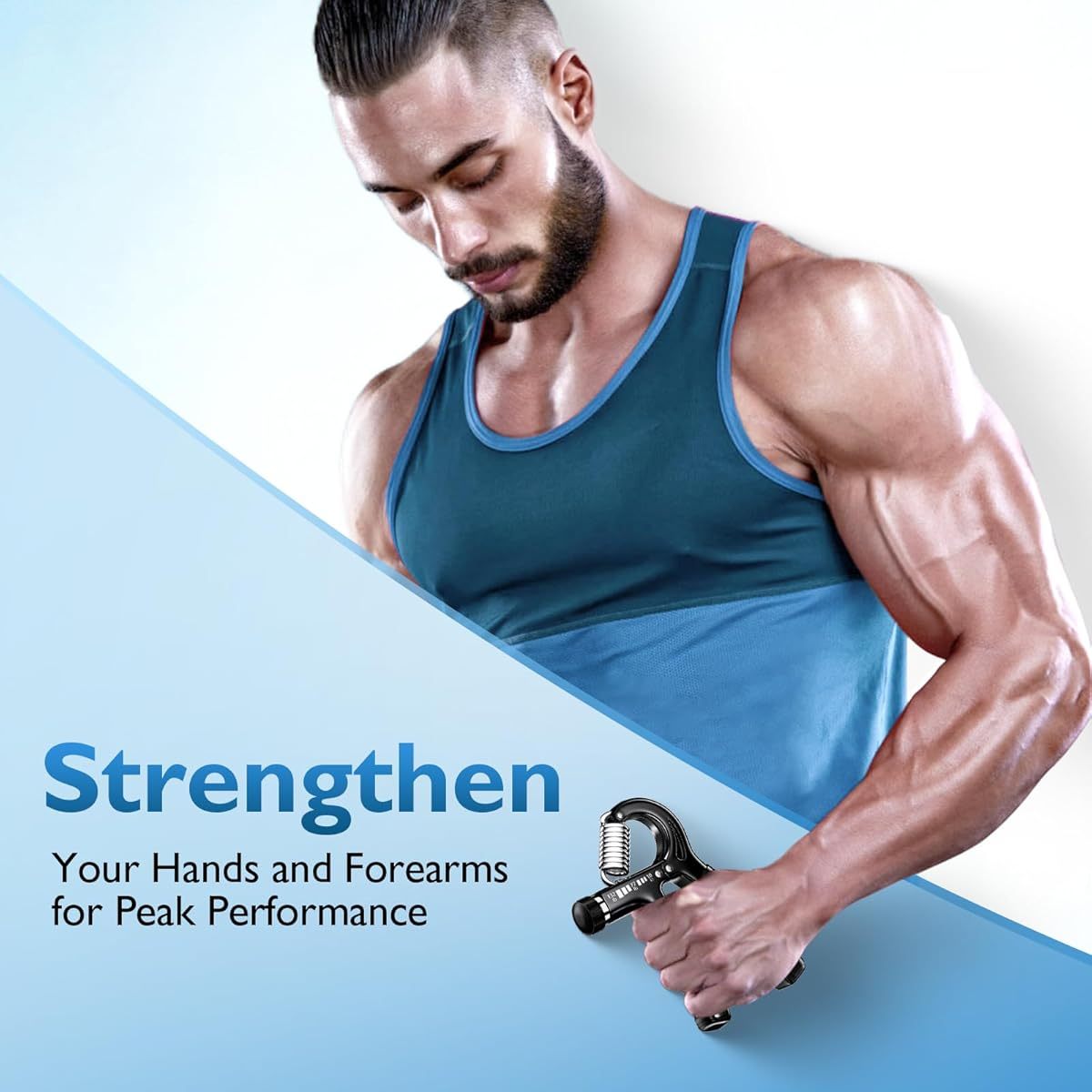 Adjustable Hand Grip Strengthener - 10-132 lbs Resistance, Ergonomic Design with Extended Handles & 2-Inch Grip, Ideal for Athletes & Physical Therapy, Black, Strength Training Gear, Sleek Metallic Finish, Durable Construction