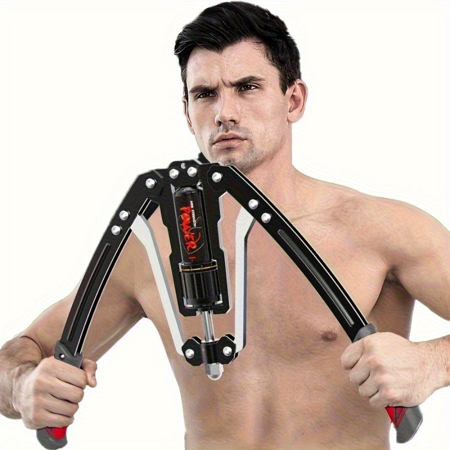 2pcs Hydraulic Adjustable Arm Trainer- Home Fitness Equipment with Non-Slip Grips, Smooth Hydraulic Resistance System Suitable for Upper Limb, Chest, and Abdominal Muscle Training, Black, Hand Strength Enhancer, Fashionable Fitness Accessories