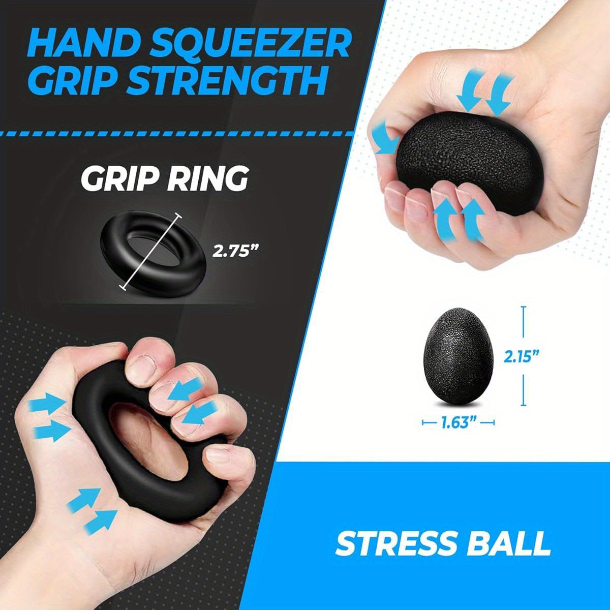 5-Pack Hand Grip Strengthener Kit - Adjustable Resistance Forearm Exerciser, Finger Stretcher & Stress Relief Grip Ball for Athletes, Durable Iron Construction, White/Black, Ideal for Sports Training & Relaxation