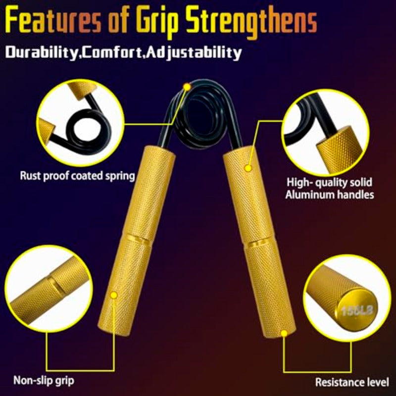 6-Pack Grip Strength Trainer Set - 50-300LB Hand Grip Strengthener for Forearm, Wrist & Finger Workout Equipment with Adjustable Resistance Bands, Dumbbells & Kettlebells - Home Gym Strength Training for Men & Women, Muscle Building & Rehabilitation,