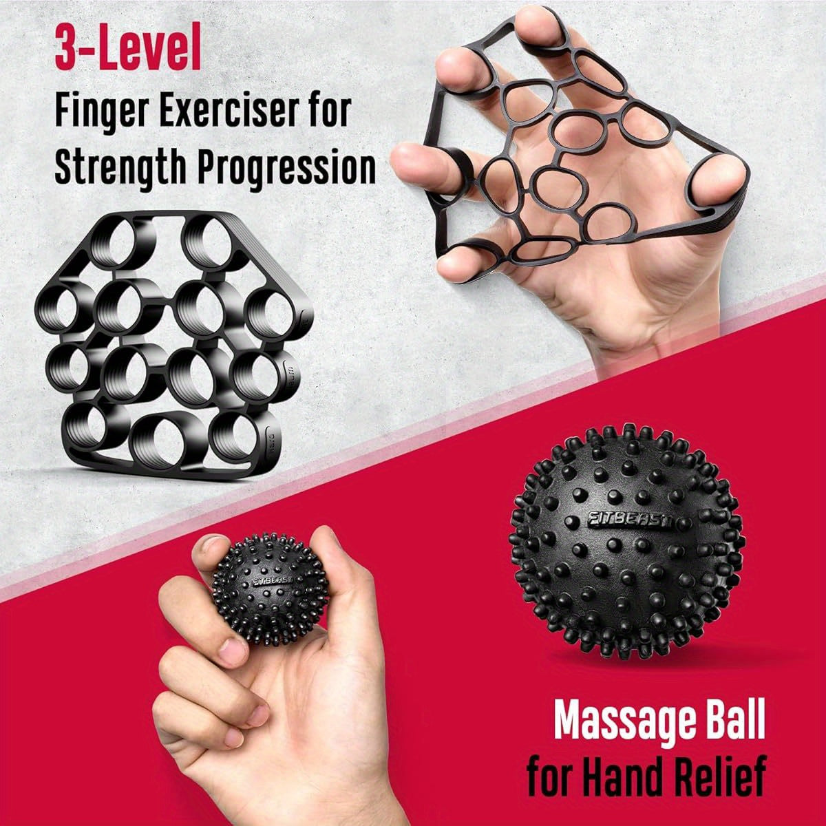 Grip Strength Trainer, Hand Gripper Strengthener Kit - 6 Pack with Adjustable Resistance Forearm Strengthener, Forearm Exerciser and Massage Balls for Hand Relax, Grip Training and Recovery