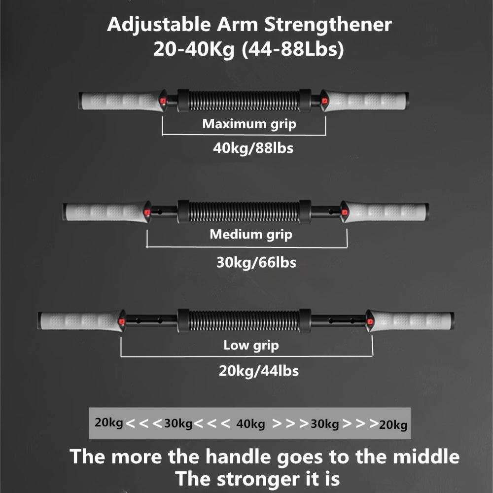 Adjustable Spring Arm Curler - Heavy Duty Manual Arm Strength Trainer with 3-Level Resistance (20-40kg/44-88lbs), Sturdy Steel Construction, for Home Gym, Upper Body Workout - Bench/Desk Mountable - Ideal for Beginners & Advanced Users, Cylindrical Grip