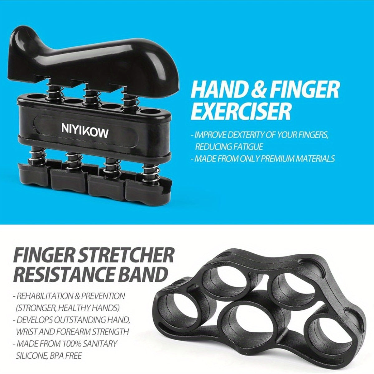 5-Pack Grip Strength Trainer Kit with Counter - Adjustable Hand Strengthener, Finger Exerciser, Stress Relief Ball & Carry Bag - Durable TPE & Stainless Steel, Ideal for Home Gym & Fitness Training, Home Gym Equipment|Adjustable Grip Trainer|Durable