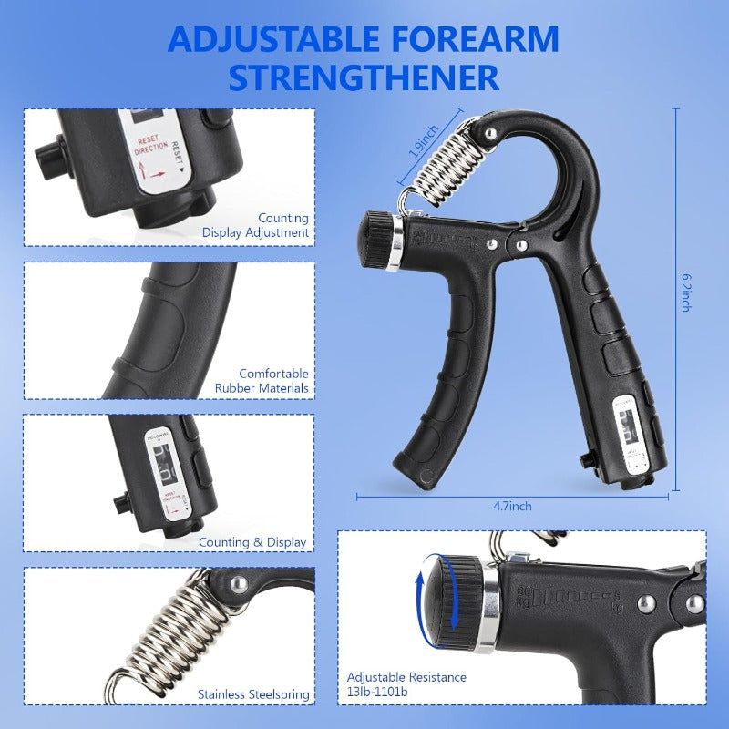 Adjustable Hand Grip Strengthener Kit with Wrist Support - Ultimate Forearm Workout Set, Includes Exercise Ring & Stress Relief Ball, Ideal for Recovery and Muscle Building, Forearm Strengthening|Adjustable Grip Trainer|Durable Construction, Grip