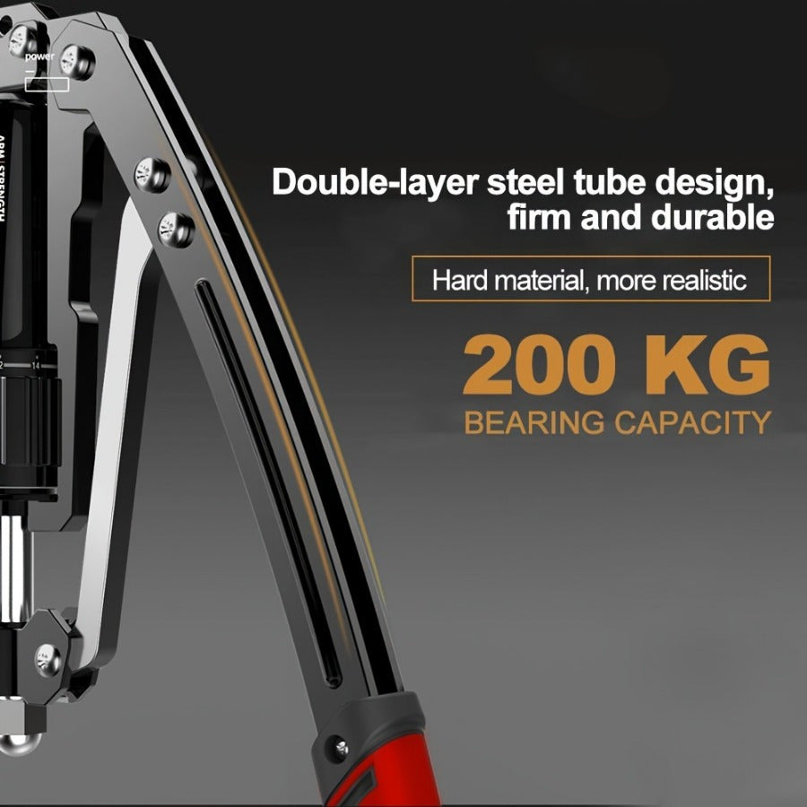 2pcs Hydraulic Adjustable Arm Trainer- Home Fitness Equipment with Non-Slip Grips, Smooth Hydraulic Resistance System Suitable for Upper Limb, Chest, and Abdominal Muscle Training, Black, Hand Strength Enhancer, Fashionable Fitness Accessories
