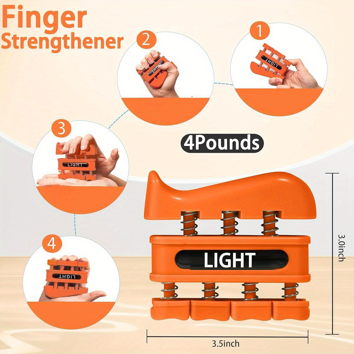 Non-Slip Grip Strength Trainer with Resistance Levels - Heavy/Dynamic Grip Exercises, Portable Finger & Wrist Curl Trainer for Gym, Climbing, Typing, Surgery Rehab - Orange/Red/Black/Blue Colors - Ideal for Athletes, Musicians, Therapists - No Power